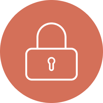 Icon of a locked padlock in an orange circle