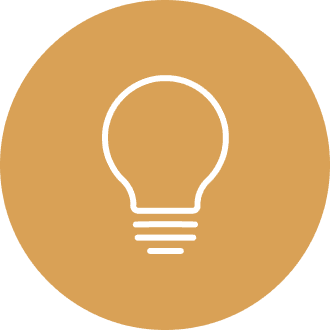 Icon of a lightbulb with a yellow background