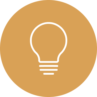 Icon of a lightbulb with a yellow background